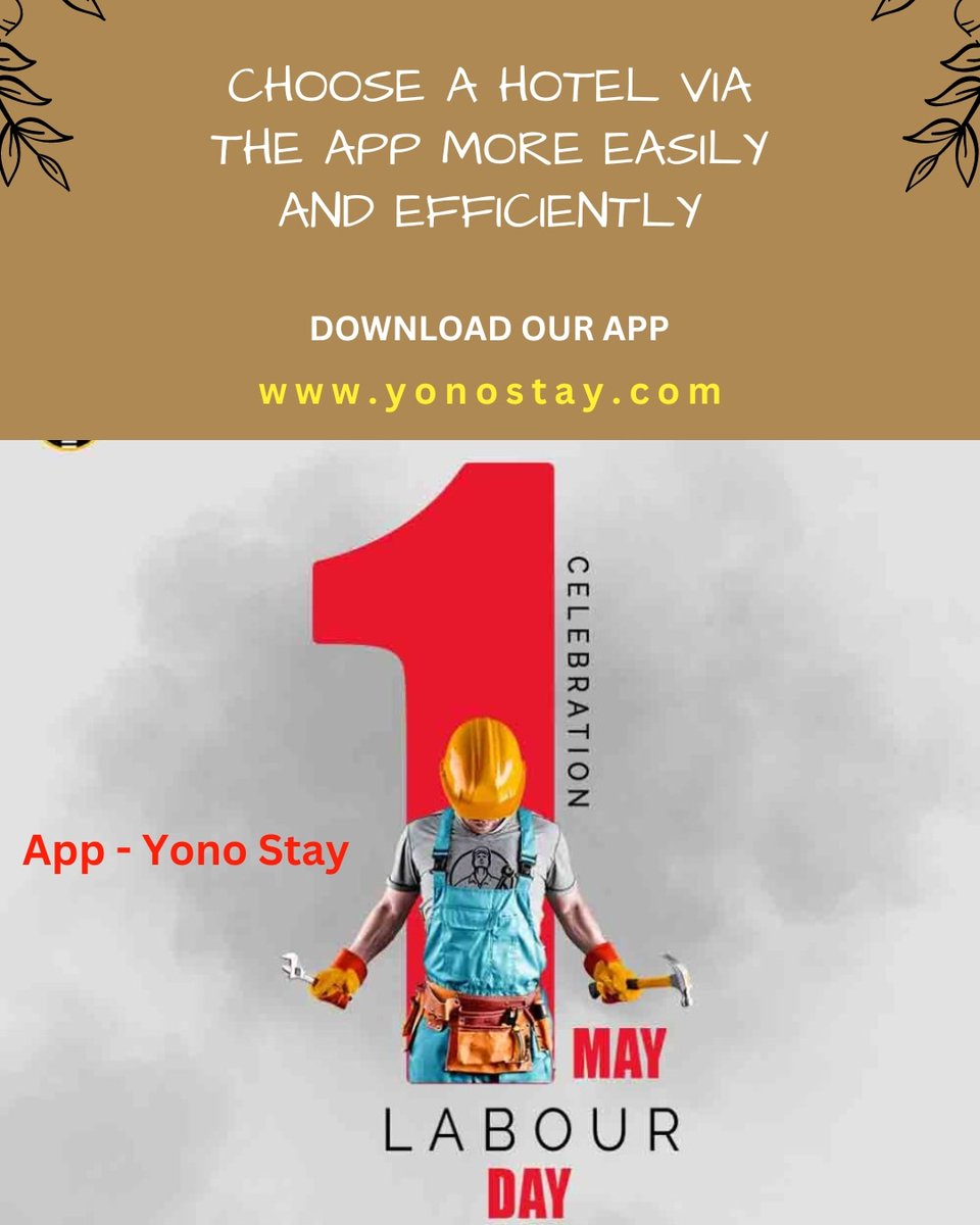 YonoStay's tweet photo. Happy May Day 2023 (Labour Day)
Website- https://t.co/erDp2qih0C 
Hotel Booking App- Yono Stay 
#LabourDay #LaborDay2023 #labor #LaborDay #yonostay #Indian #hotel #Resort #guest #Online #Booking https://t.co/sjsZa8QqBM