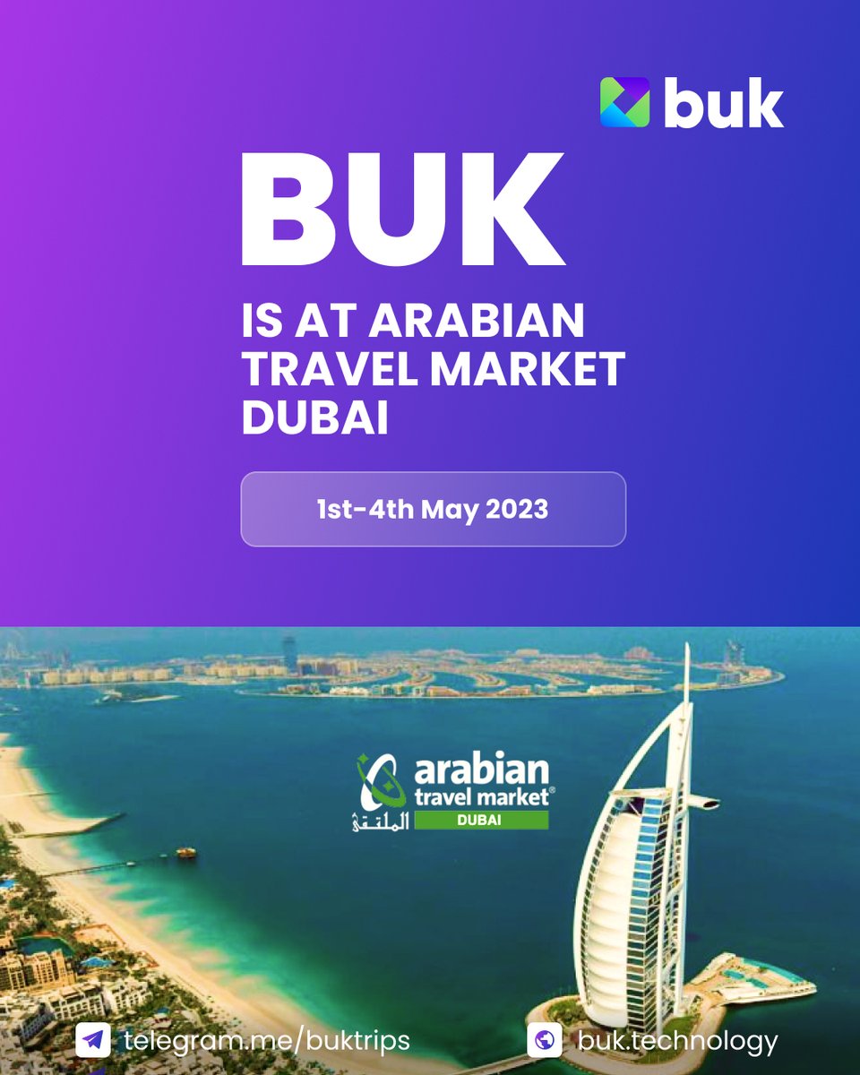 BukProtocol's tweet photo. We are at #Dubai for @ATMDubai 🚀
#NetZeroTravel #OwnYourStay #Buk #Tourism #Hospitality
#ATMDubai #atm2023 #travel https://t.co/WLUQNpexhv