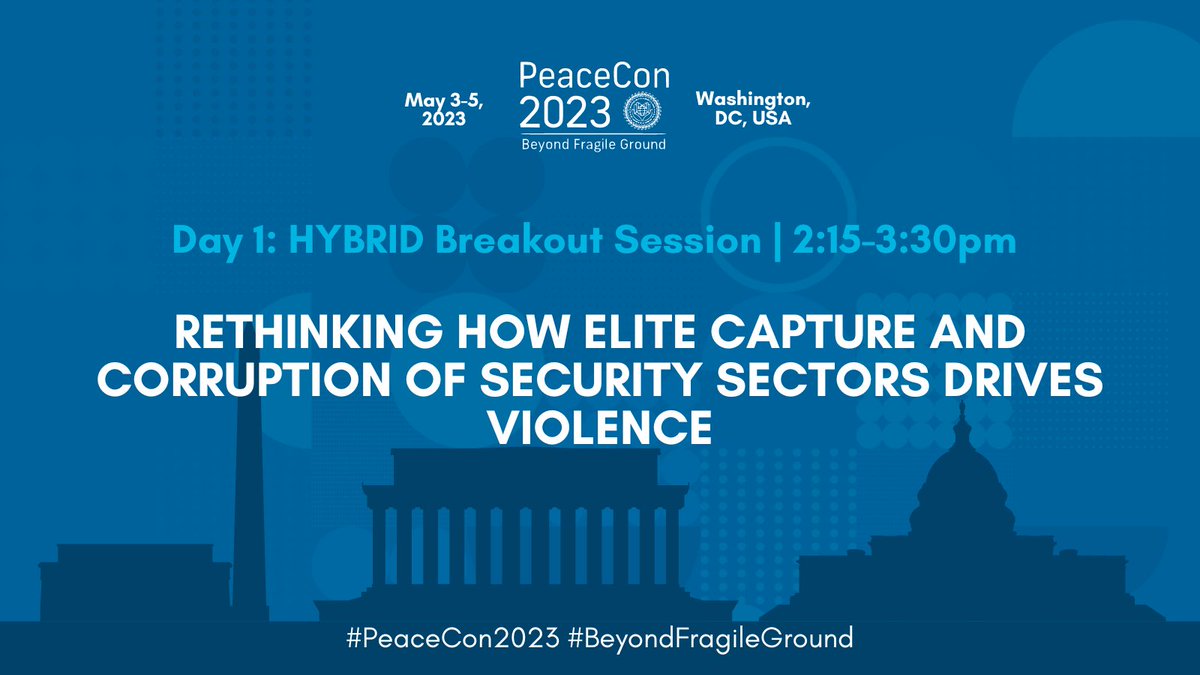 Don't miss #PeaceCon2023 starting this week on May 3! 

Join @USAID_CPS' Julie Werbel on a panel that will discuss #AtrocityPrevention by Rethinking How Elite Capture and Corruption of Security Sectors Drives Violence. #BeyondFragileGround youtube.com/watch?v=3aZjzn…