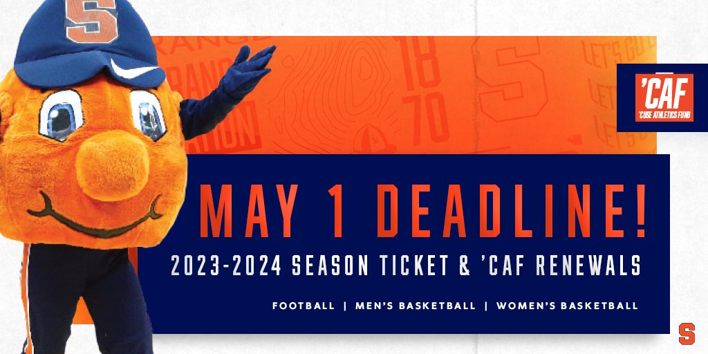 ⏰Today's the day!! Renew your season tickets for the 2023-24 season before today's deadline to secure your seat in the #JMAWirelessDome for next year. 🎟️am.ticketmaster.com/syracuse/