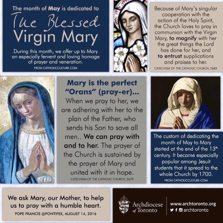 #DidYouknow? 
The month of #May is dedicated to the Blessed Virgin Mary. We ask Mary, our Mother, to help us to pray with a humble heart. 
#MonthOfMary <a href="/archtoronto/">Archdiocese of Toronto</a>