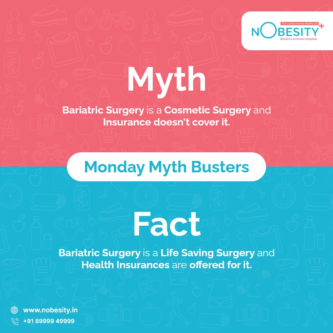 NObesity_Clinic's tweet photo. There are lot of myths about Bariatric Surgery which leaves people in confusion but we are bringing facts for you.
#NObesity #WeightLossSurgery #BariatricSurgery #Bariatric #Obesity #ObesitySurgery #MondayMyths #MondayMythBusters #bariatricmythsandfacts #MythsandFacts https://t.co/vhob5HfVl9