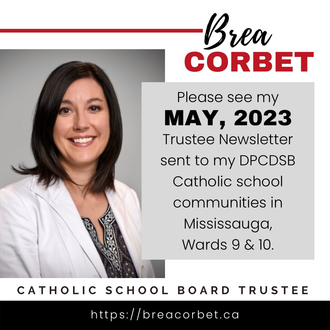 “...so we, who are many, are one body in Christ, and individually we are members one of another.” - Romans 12:15

📌MAY 2023 - Please see my Trustee Newsletter sent to my <a href="/DPCDSBSchools/">Dufferin-Peel Catholic District School Board</a> Catholic school communities in Mississauga North, for Wards 9 and 10: breacorbet.ca/trustee-newsle…