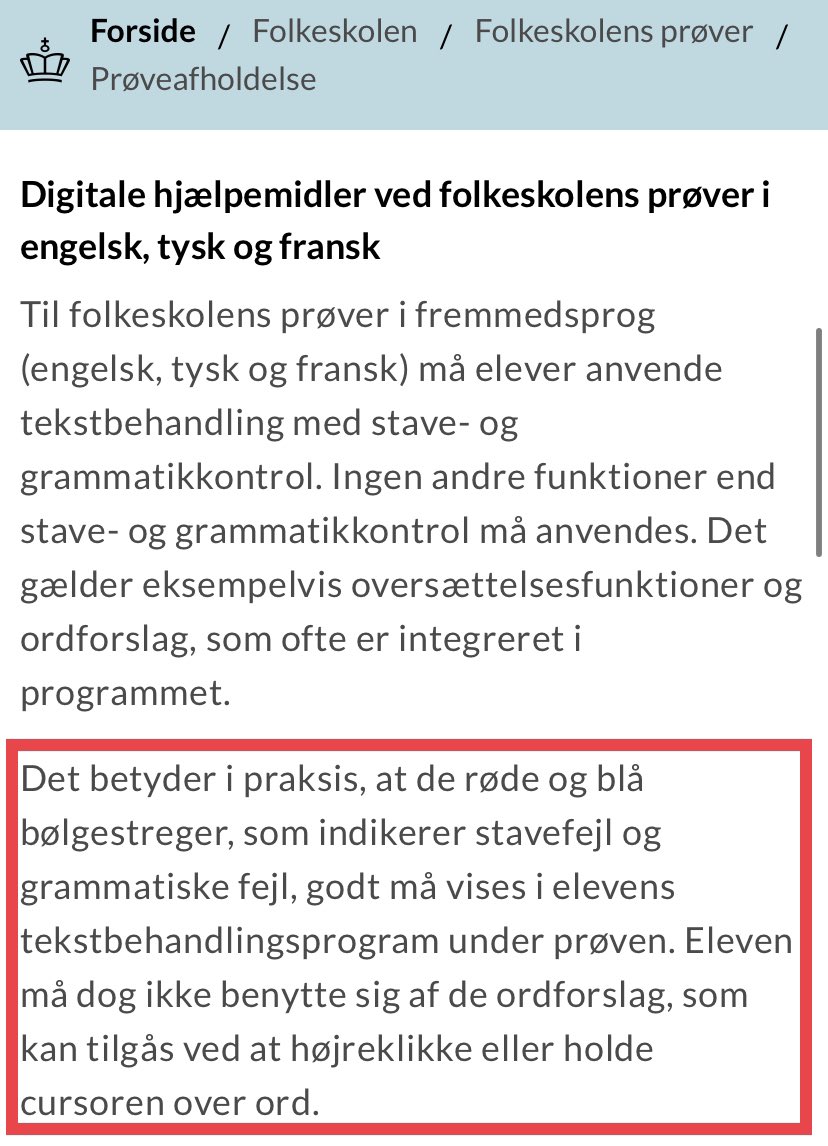 PhilipVivet's tweet photo. Til folkeskolens afgangsprøver kan eleverne nu blive taget for snyd, hvis de holder cursoren hen over et ord 😑
Det er jo dybt godnat… 🙄
#uddpol https://t.co/VA9NrOvT5s