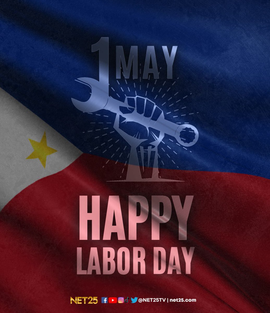 NET25TV's tweet image. HAPPY LABOR DAY PILIPINAS! 🇸🇽

Sa lahat ng patuloy na nagsasakripisyo para sa sarili o sa kanilang pamilya, saludo kami sa inyo!

Kumusta ang naging araw niyo, mga Ka-NETizens?

#NET25
#LaborDay