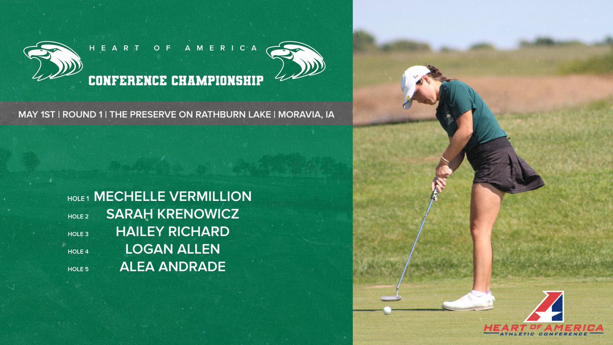 Our starting line up for Round 1 of our Conference Championship! Shotgun start at 8.30am
Link to live scoring can be found here - 

results.golfstat.com/public/leaderb…

<a href="/cmueagles/">Central Methodist Athletics</a>