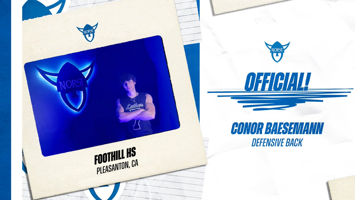 Please Welcome Our Kinda Guy <a href="/conor_baesemann/">Conor Baesemann</a> to <a href="/LutherFootball/">Luther Football</a> ! Conor is a Defensive Back out of <a href="/FHSFOOTBALL22/">@FOOTHILLFOOTBALL</a> in California!
<a href="/CoachTroche56/">Joe Troche</a>
#WelcomeToTheValley #BurnTheBoats #OKG