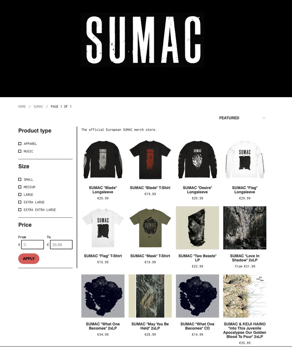 SUMAC band (@sumacband) on Twitter photo EUROPE: Thanks to our pals at <a href="/EVILGREED/">EVIL GREED</a> , the “Two Beasts” LP (and many other SUMAC related artifacts) are now more easily accessible to you. Thank you for your support!
evilgreed.net/collections/su… EUROPE: Thanks to our pals at <a href="/EVILGREED/">EVIL GREED</a> , the “Two Beasts” LP (and many other SUMAC related artifacts) are now more easily accessible to you. Thank you for your support!
evilgreed.net/collections/su…