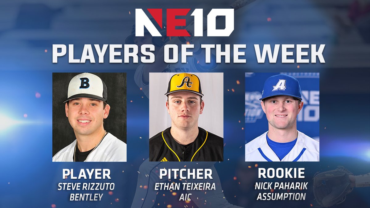 𝐁𝐀𝐒𝐄𝐁𝐀𝐋𝐋 𝐑𝐄𝐏𝐎𝐑𝐓 - 𝐖𝐄𝐄𝐊 𝟏𝟏

<a href="/BentleyFalcons/">Bentley Athletics</a> Steve Rizzuto with 13 RBI in a 5-0 week for the Falcons, while <a href="/aicathletics/">AIC Athletics</a> Ethan Teixeira is dominant in a win over Assumption ⚾️

🔗: bit.ly/41Tj3Qm

#NE10EMBRACE #NCAAD2 #D2BSB