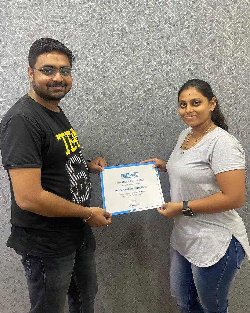 🎉 Congratulations to our amazing interns on completing their internship in Flutter at Beepixl! 🙌👏 We are so proud of your hard work and dedication. 🤩

At Beepixl, we are committed to providing opportunities for students and young professionals to lea… instagr.am/p/CrtYuPjrnGB/