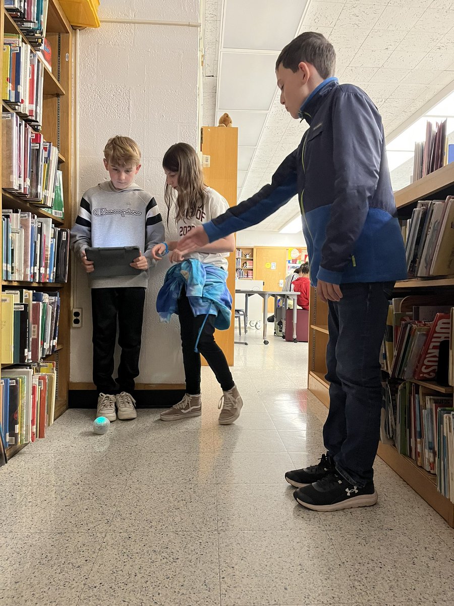 Saw Mill students playing a game of Pictionary while exploring how to control their Spheros!