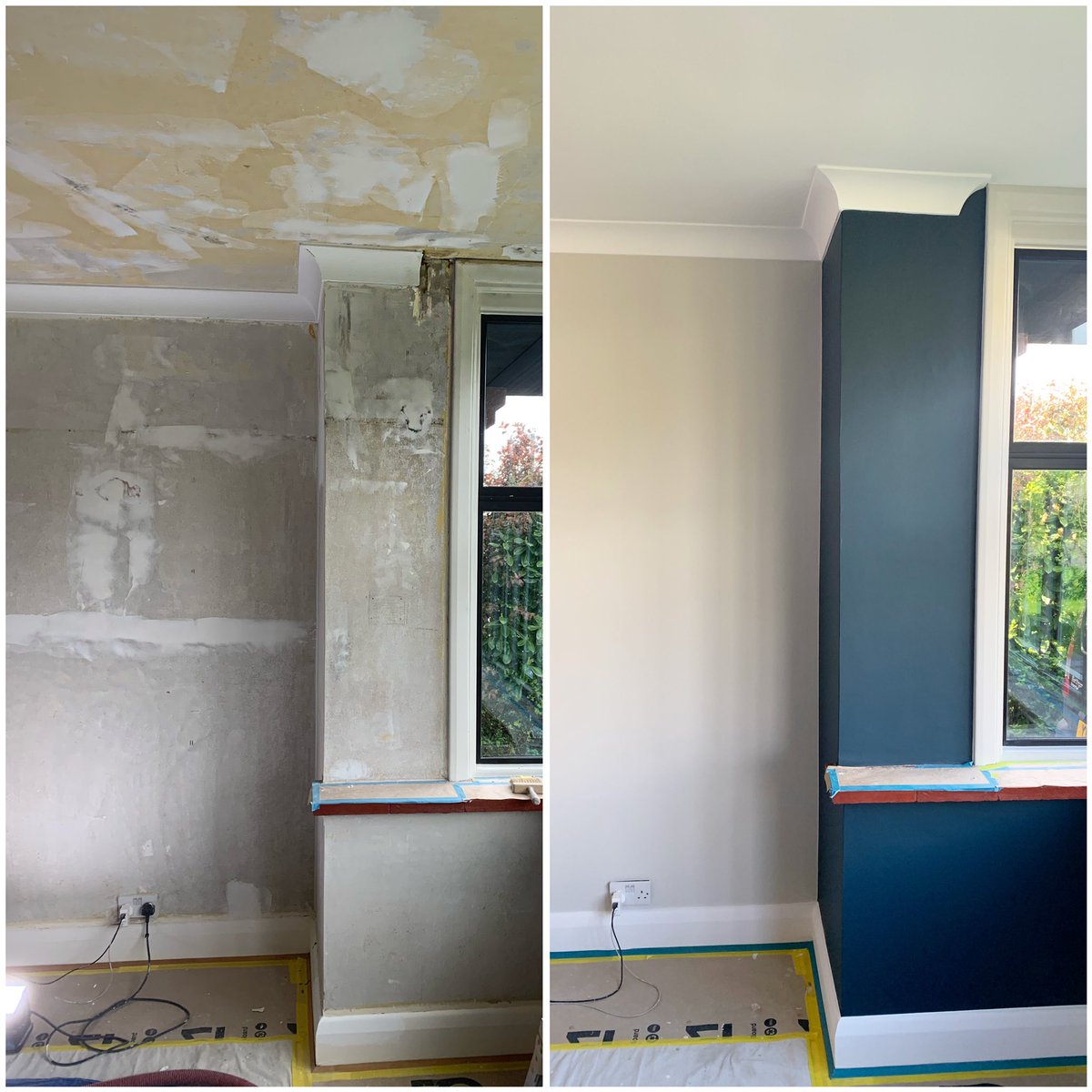 BardallDecor's tweet photo. Still a few bits to finish off but this room & colour scheme using the new @FarrowandBall #DeadFlat multi surface paint is looking 👌 https://t.co/2XGMuyf7mL