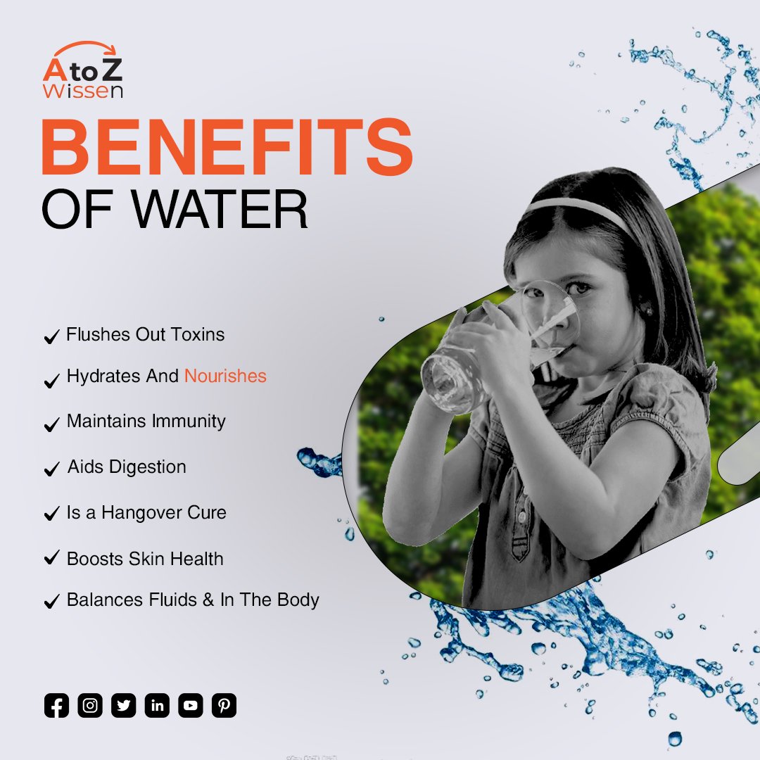 Benefits of Water                                      #atozwissen #Benefitsofwater #water #drinkingglasses #drinking #Atozwissen