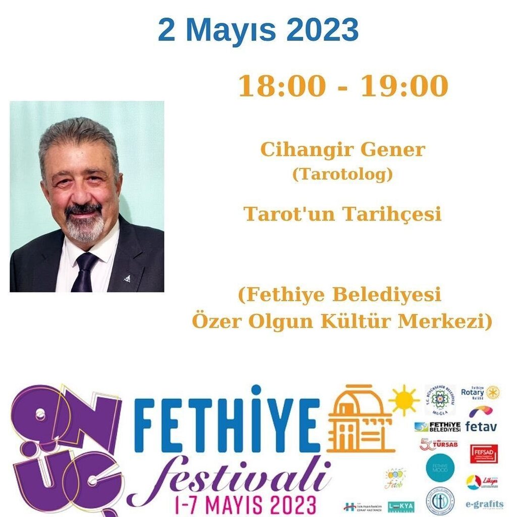 18:00-19:00 – Cihangir Gener (Tarotolog - Yazar) – Tarot’un Tarihçesi (Söyleşi) (ÖOKM) instagr.am/p/CrtX2hqozk8/