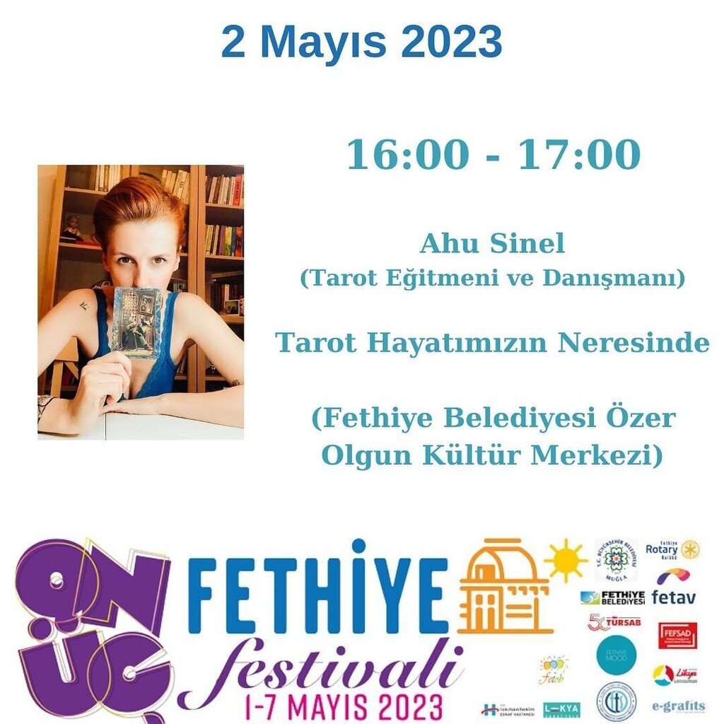 16:00-17:00 - Ahu Sinel (Tarot Eğitmeni ve Danışman) – Tarot Hayatımızın Neresinde (Söyleşi) (ÖOKM) instagr.am/p/CrtXgl2IAA3/