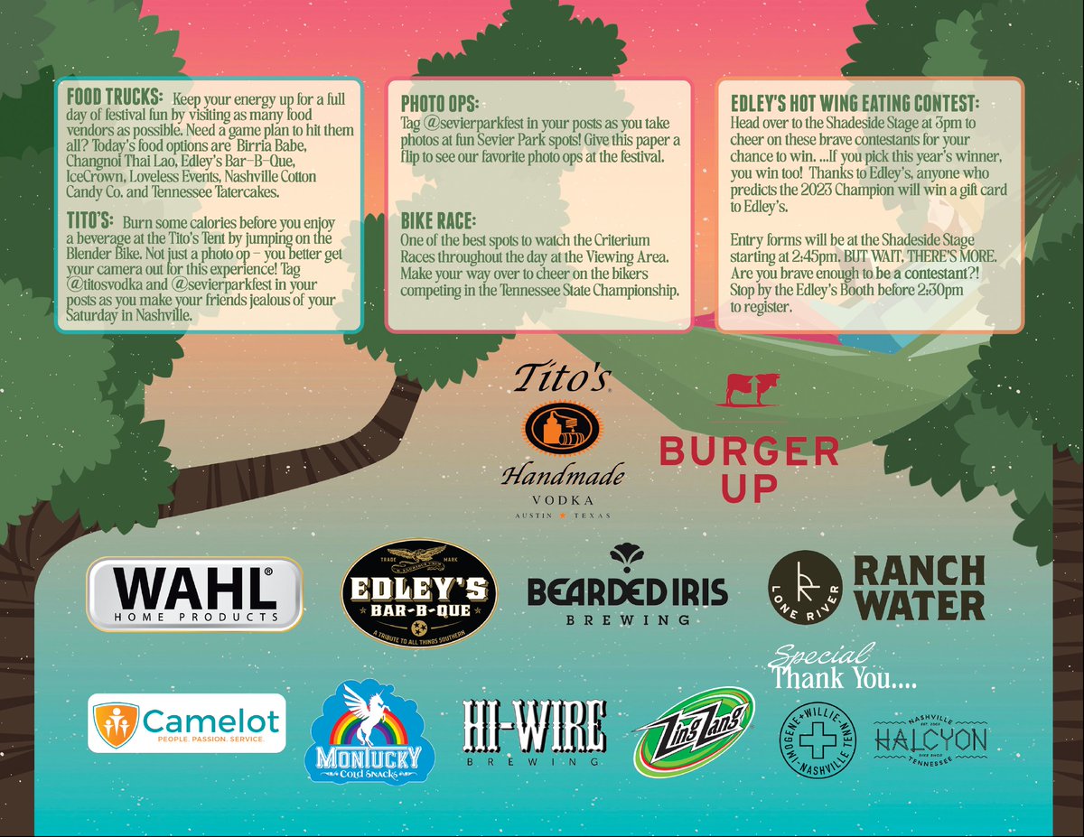 So much to do, so much to see! 👀 Don't miss a thing this Saturday at Sevier Park Fest with this handy map and schedule of what is happening when and where. 🗺📍🎶

For more info, visit SevierParkFest.com
