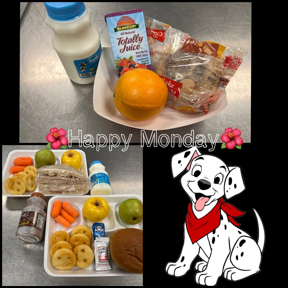 Irene_Colin77's tweet photo. 🐾🐾Trays of the Day 🐾🐾

Breakfast Combo: Egg &amp; cheese English muffin Fresh Orange. Fruit juice
Lunch Combo: Chicken sandwich smiles potato baby carrots variety Milk and fruits 
Second choice: Triple Decker Sandwich 
#Team SISD https://t.co/w94xoQXHJs