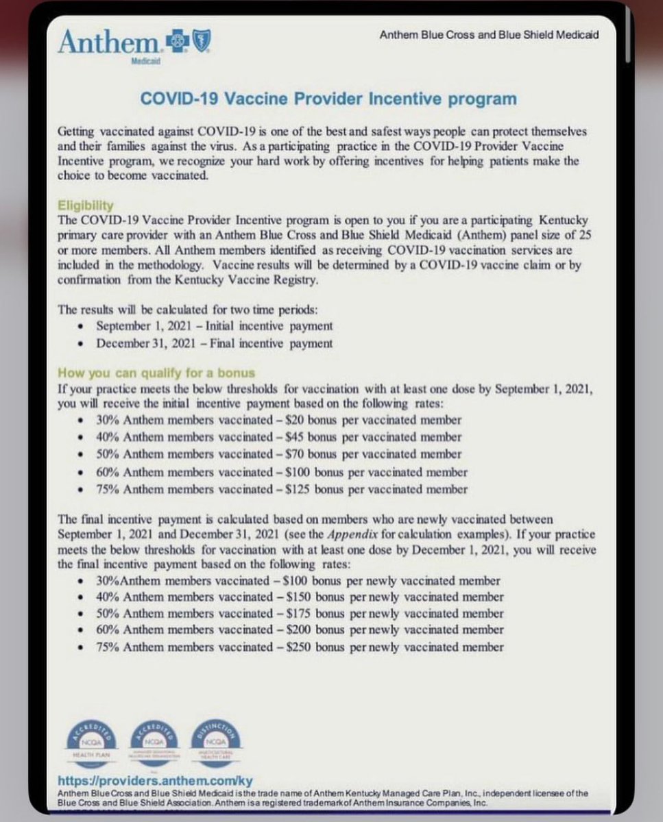 So doctors were bribed to push to you get vaccinated…