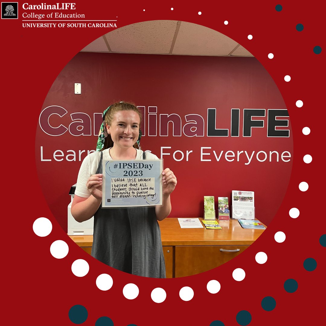 UofSC_LIFE's tweet photo. Inclusive postsecondary education (IPSE) is college that includes people with intellectual disability. We asked students and staff why IPSE is important to them! 

 #IPSEday2023 #IPSE #CarolinaLIFE #USC #college https://t.co/vZx0wAZFJ1