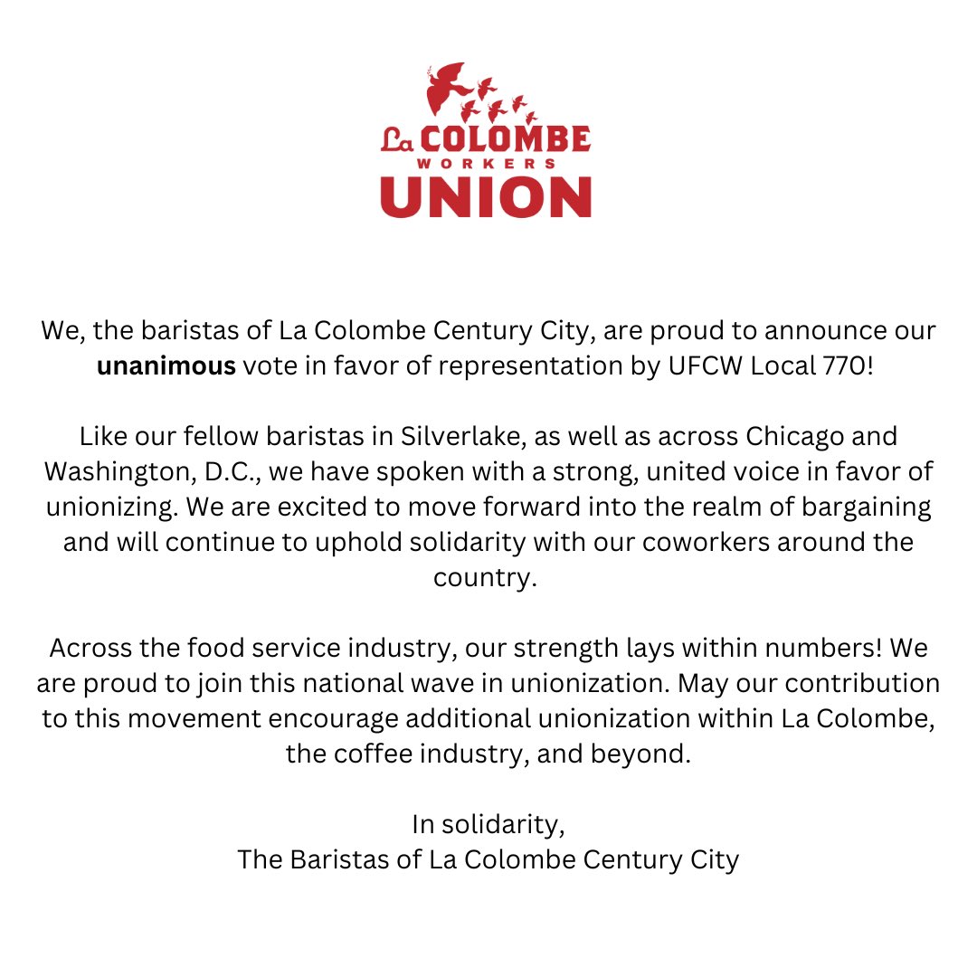 La Colombe Workers Union tweet media