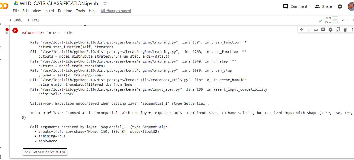 I keep getting the error below while trying to fit a cnn model using #TensorFlow tried stack overflow and nothing is working. Someone please help. Thank you in advance