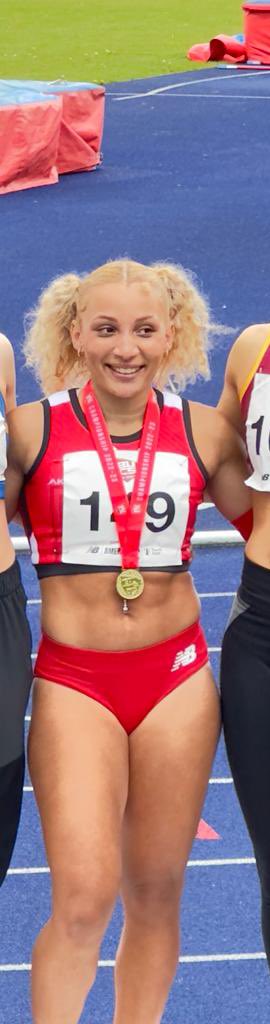 So so proud of my girl , BUCS champion 100mh . Keep working hard ! Huge thanks to coach Scott Grace #teamjessop 🥇