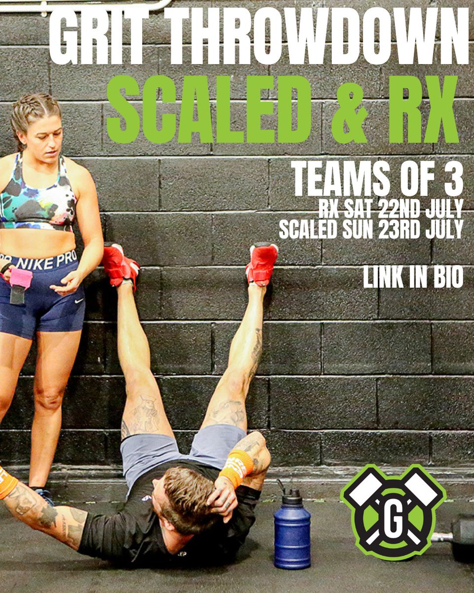 We now have SCALED &amp; RX!

Teams of 3. Grab your pals!

All workouts are programmed and tested by Tricky.
Judges are all CF certified.
4 workouts for every team.
Prizes throughout the day for all categories.

Hit our stories / bio now for booking link!

#GritStoneCrossFit #Throwdo