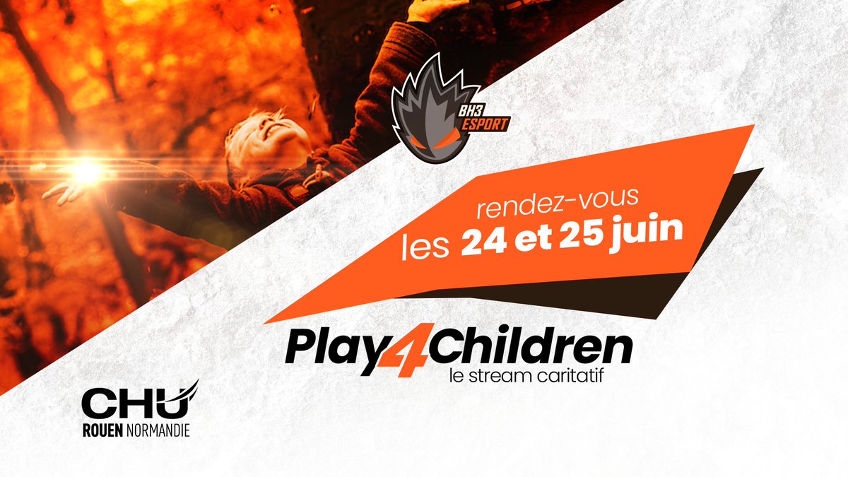 🚨Grande nouvelle🚨

Une nouvelle édition de #Play4Children se prépare 🔥

Comme l'année dernière, un week-end à kiffer avec nos streamers, qui vont tous donner afin de récolter des dons pour le service pédiatrique du CHU de #Rouen 

Stay tuned !
