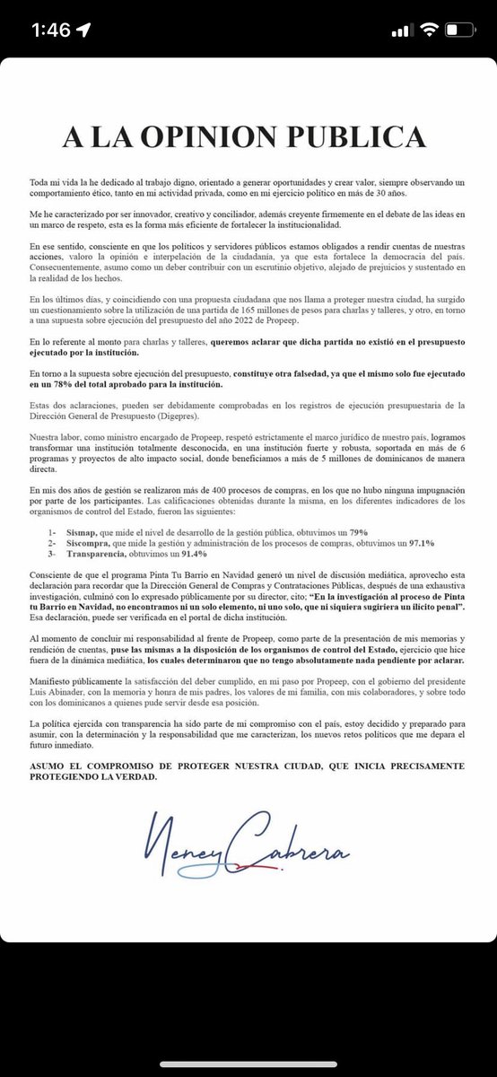 A la “Opinión Pública” #RepúblicaDominicana <a href="/neneycabrera/">Neney Cabrera</a> 

Transparencia siempre, siga trabajando caballo👏🏻👏🏻👏🏻

👇👇👇👇👇👇