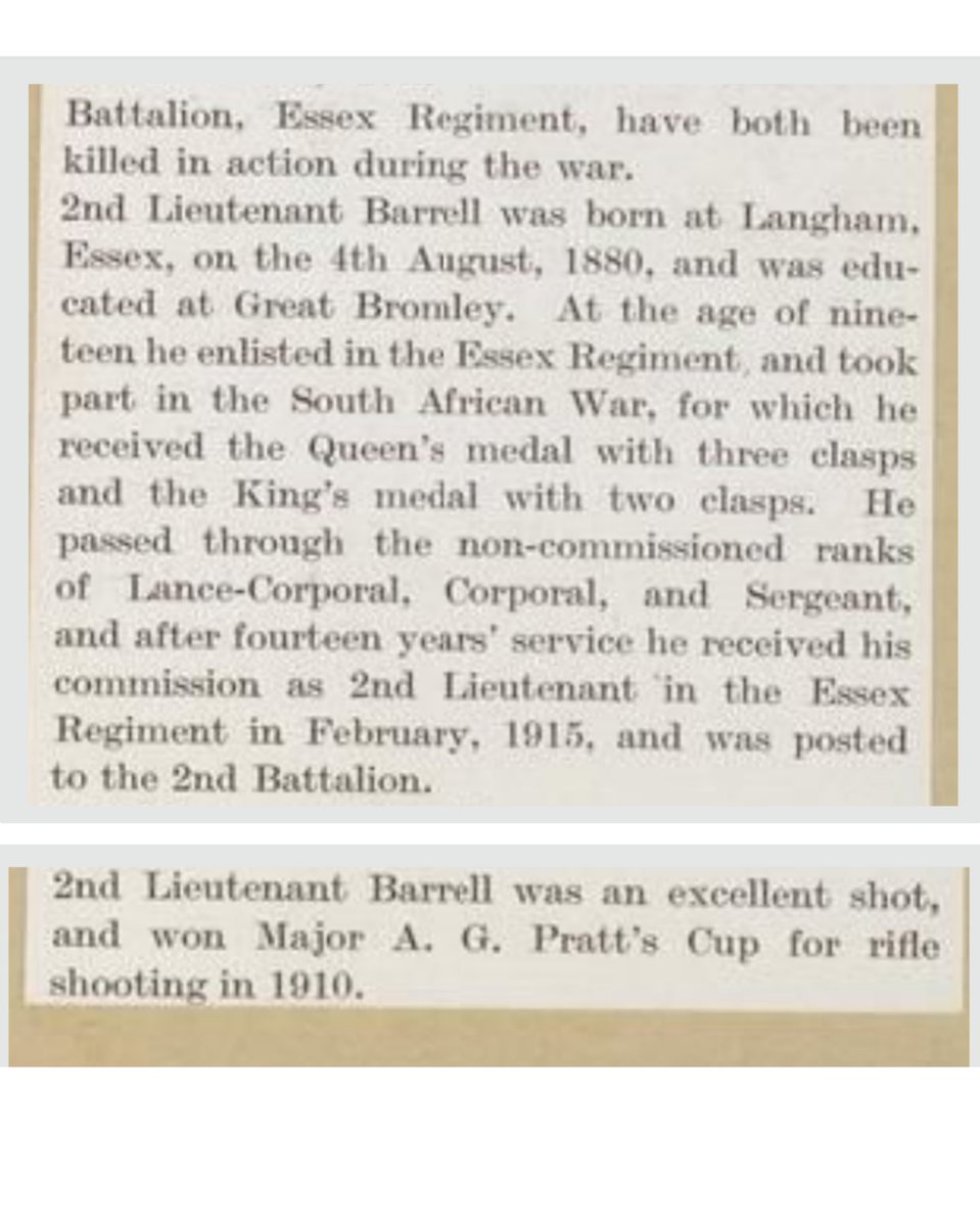 Remembering Second Lieutenant Philip James Barrell 🇬🇧

2nd Battalion, Essex Regiment.

Death: 1 May 1915, St Jean, Western Front.

His brother, Cpl. H. Barrell, 1st Bn. Essex Regt. also fell.

#Lestweforget #remembrance #Britisharmy #Firstworldwar #Britishhistory