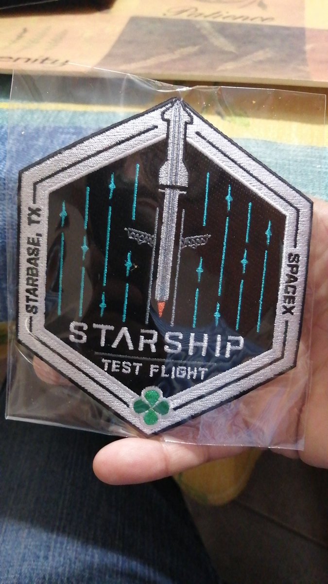 Sergiohn's tweet image. I&apos;ve just got my Starship test flight commemorative patch from the #Spacex store.
I saw the launch from Playa Bagdad in mexico.
Awesome memories!
#FalconHeavyLaunch
#bocachica #Texas #Matamoros