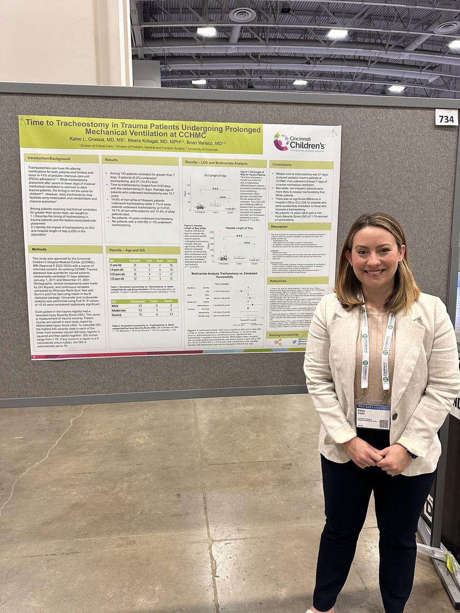 <a href="/KaleeGrassiaMD/">Kalee Grassia, MD</a> from <a href="/CincyKidsPCCM/">CincyKidsPCCM</a> sharing her research at #PAS2023 on time to tracheotomy in pediatric trauma patients - a first step on her journey to teach up all how to better care for these patients