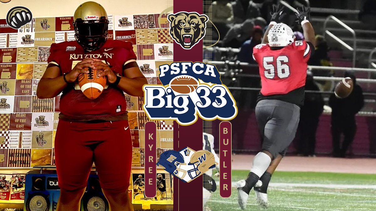 Kutztown Football 🐻 (@kubearsfootball) on Twitter photo Congrats on your Big 33 selection <a href="/_kyree_24/">Kyree Butler</a> !!! We know you'll represent!!!
#KUFB #BearsEat 🐻🔥 Congrats on your Big 33 selection <a href="/_kyree_24/">Kyree Butler</a> !!! We know you'll represent!!!
#KUFB #BearsEat 🐻🔥
