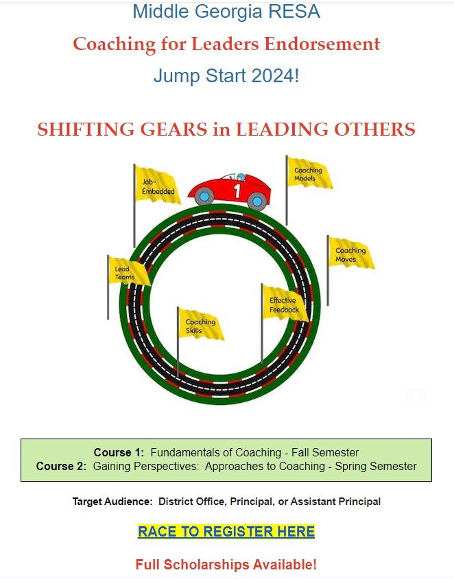 Leaders! REV your engines and get racing to hone your instructional leadership skills! This Coaching Endorsement an endorsement added to your certificate.  Join us for this job-embedded program and experience the improvement waiting at the checkered flag!
pl.mgresa.org/CoachingEndors…