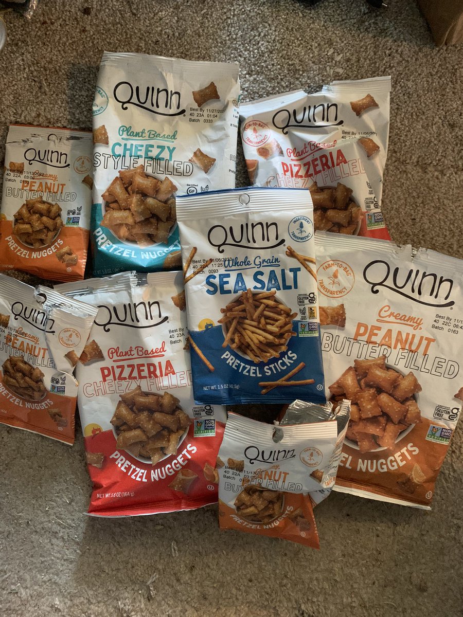 How it started to how it ended. Highly recommend <a href="/QuinnSnacks/">Quinn Snacks</a> for your snack needs. Lowkey was surprised how good the maple almond bag was.