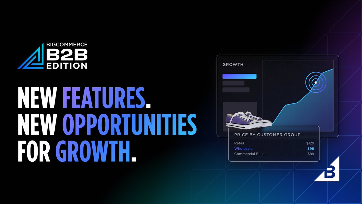 BigCommerce's tweet photo. B2B ecommerce, evolved.

We’ve just added new features to BigCommerce B2B Edition to help B2Bs sell more:

✅ Multi-Storefront capability 
✅ Updated buyer portal
✅ Access to the headless beta and more

Read the release: https://t.co/zEJRNaKF0g https://t.co/zZH8eb2oem