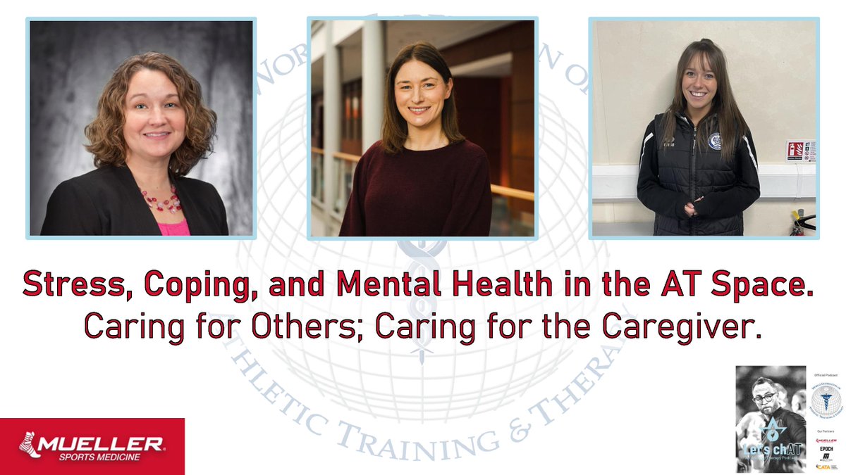 wfatt's tweet photo. Our latest podcast presents a discussion on stress, coping, and mental health for Athletic Trainers/Therapists and Sport Rehabilitators. 
#mentalhealthawareness 

Featuring: 
@tillibuck01 
@SiobhanOConnor3 
@AbbyPsychRehab 
 
Now in our podcast library: https://t.co/UF1TszLwe6 https://t.co/6ZbFrMLpBW