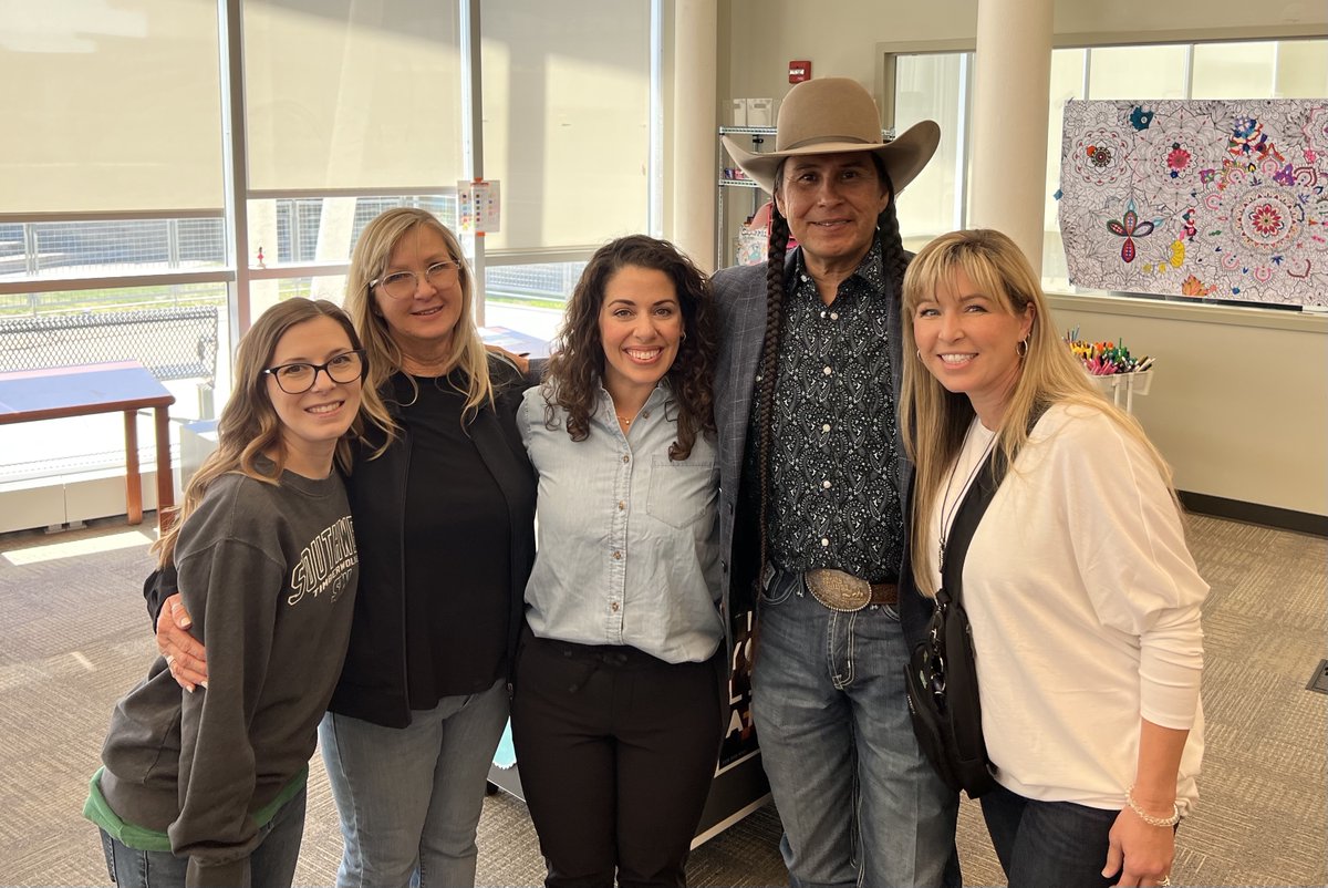 Thank you #mosesbringsplenty and family, for coming to <a href="/SWTimberwolves/">Blue Valley Southwest High School</a> , telling your story, and sharing some realities of American Indian communities in history and today. <a href="/bvlibraries/">BV LibraryMedia</a>