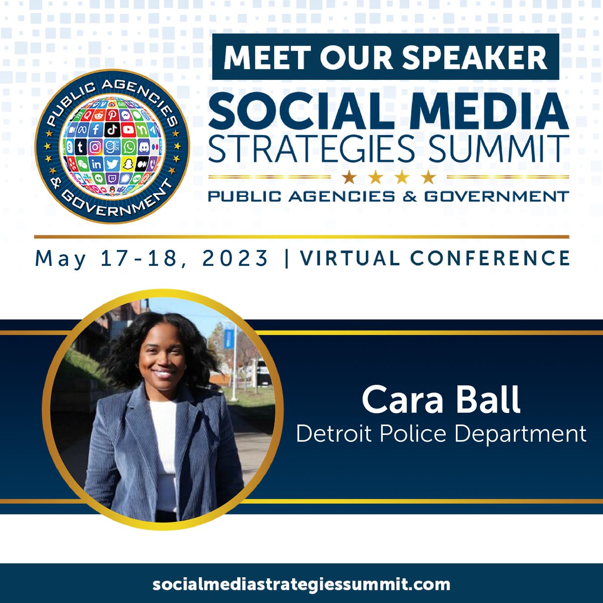SMS_summit's tweet photo. Learn the secrets to growing your social media channels and reaching a larger audience with community-focused engagement, strategic content posting, and partnerships. Join @detroitpolice's Cara Ball on her session at the upcoming #SMSsummit for Government: https://t.co/GYQ5ipUjPt https://t.co/xStcyAVMXP