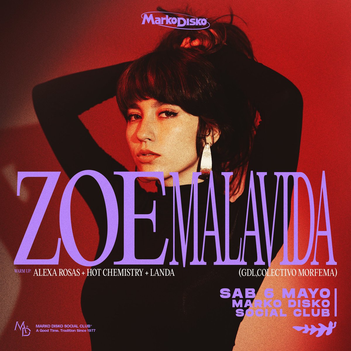 Sábado 6 | Mayo

<a href="/zoemalavida/">Malavida 🪭</a> DJ, tastemaker, artista visual y activista ambiental con base en Guadalajara, México que destaca en la escena electrónica por su propuesta energética y de alta vibración que se define como muy groovera, deliciosa y bailable.