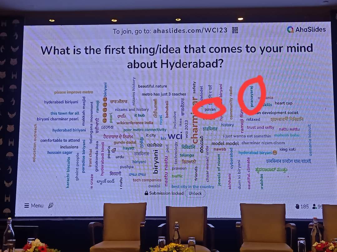 some of the #Wikimedins mentioned my Name and my friend <a href="/santhoo9/">పవన్ సంతోష్ (Pavan Santhosh)</a> name for one question at #WikiConferenceIndia 2023.

Thankyou my Dears 😍😍😍
#pranayraj #pavan

<a href="/Wikipedia/">Wikipedia</a> <a href="/Wikimedia/">Wikimedia Foundation</a> <a href="/tewikipedia/">తెలుగు వికీపీడియా</a>