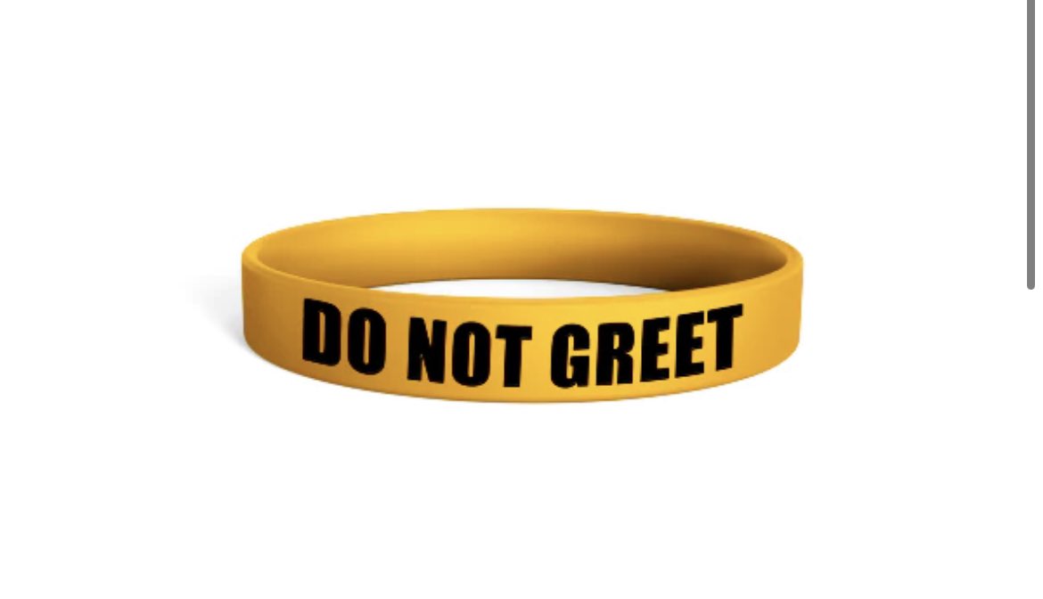 TheBabylonBee's tweet photo. Do you ever wish you could slip quietly into church without shaking hands or saying good morning to anyone? Well, now you can!

Get your very own ‘Do Not Greet’ bracelet today: https://t.co/yEmYsrLSjg https://t.co/ssPAYUClYQ