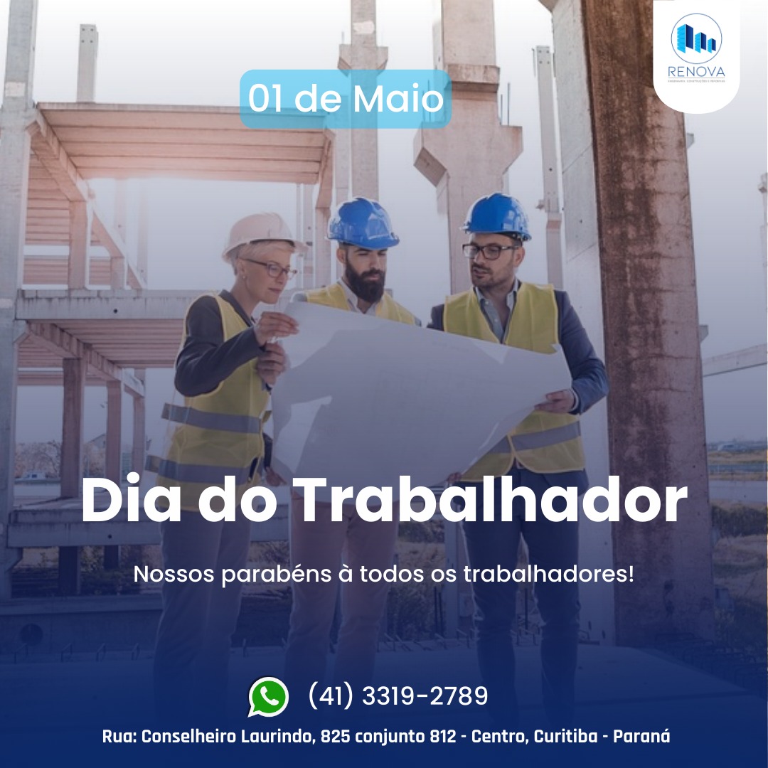 ConstrutoraRen2's tweet photo. Desejamos um feliz dia do trabalhador para todos nossos clientes, colaboradores e fornecedores!

DIA DO TRABALHADOR

 #diadotrabalhador #engenharia #Curitiba https://t.co/9iEMibUK0B
