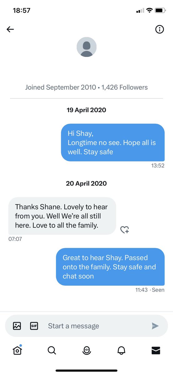 My last words with the legend that was Shay. A friend of the family and a friend of mine for many years. Great tribute to him on RTE1. #legend