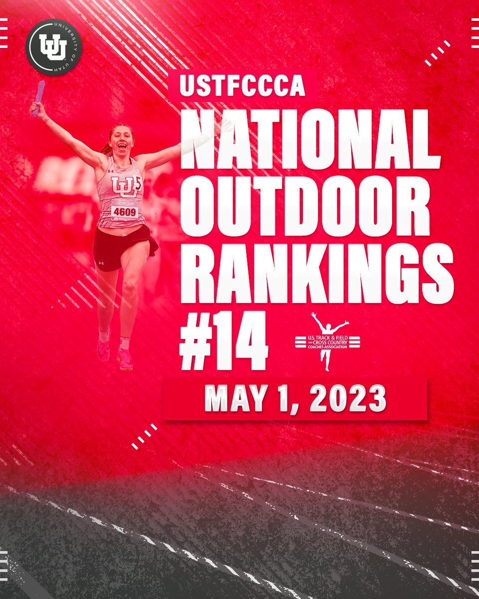Women of Utah surge up the latest @USTFCCCA rankings after a historic weekend at @DrakeRelays and checks in with its highest ranking ever in program history at #⃣1⃣4⃣‼️‼️ #GoUtes | #UtahTFXC