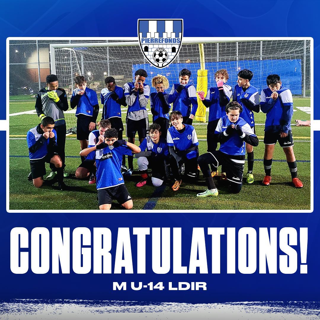 SoccerPfds's tweet photo. Félicitations à nos garçons U-14 LDIR et aux entraîneurs et personnel d’équipe !
Notre équipe M U-14 LDIR a participé au Festival Printanier Revolution FC ce week-end dernier et est repartie avec une feuille blanche! Les garçons ont travaillé fort à l’entraînement et se https://t.co/zb62GlUkY8