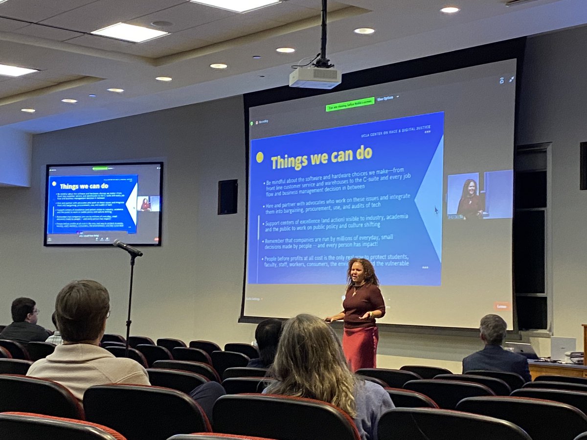 VDeanErinRowe's tweet photo. Dr. Safiya Noble in the house talking about race and digital justice! https://t.co/udufUibskP