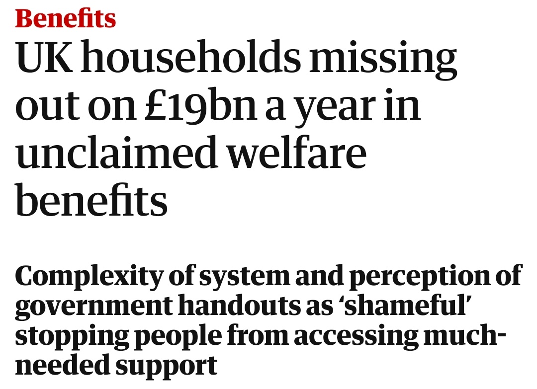 scottsantens's tweet photo. "The sheer complexity of the benefits system, lack of public awareness of what support is available for households, and fear of being perceived by others as 'benefit scroungers' all contribute to the high level of unclaimed or underclaimed benefits."

https://t.co/Ul1v2s7hU6 https://t.co/l62tss9g8k