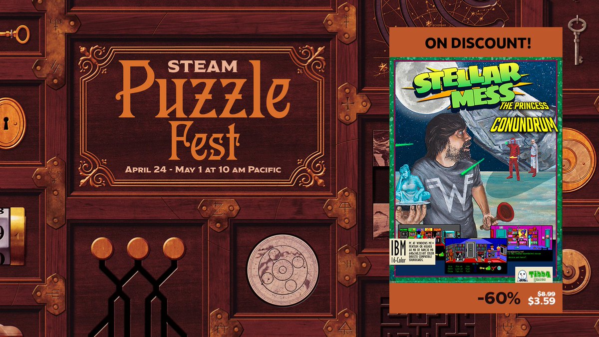 Only four hours left to buy Stellar Mess: The Princess Conundrum with 60% off on #Steam #SteamPuzzleFest and @itchio!

#indiegame #IndieGameDev #pointandclick #aventurasgraficas #videojuegos