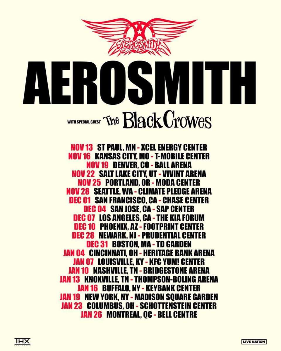 AEROSMITH
 PEACE OUT - The Farewell Tour
With Special Guest: The Black Crowes #peaceout #Aerosmith